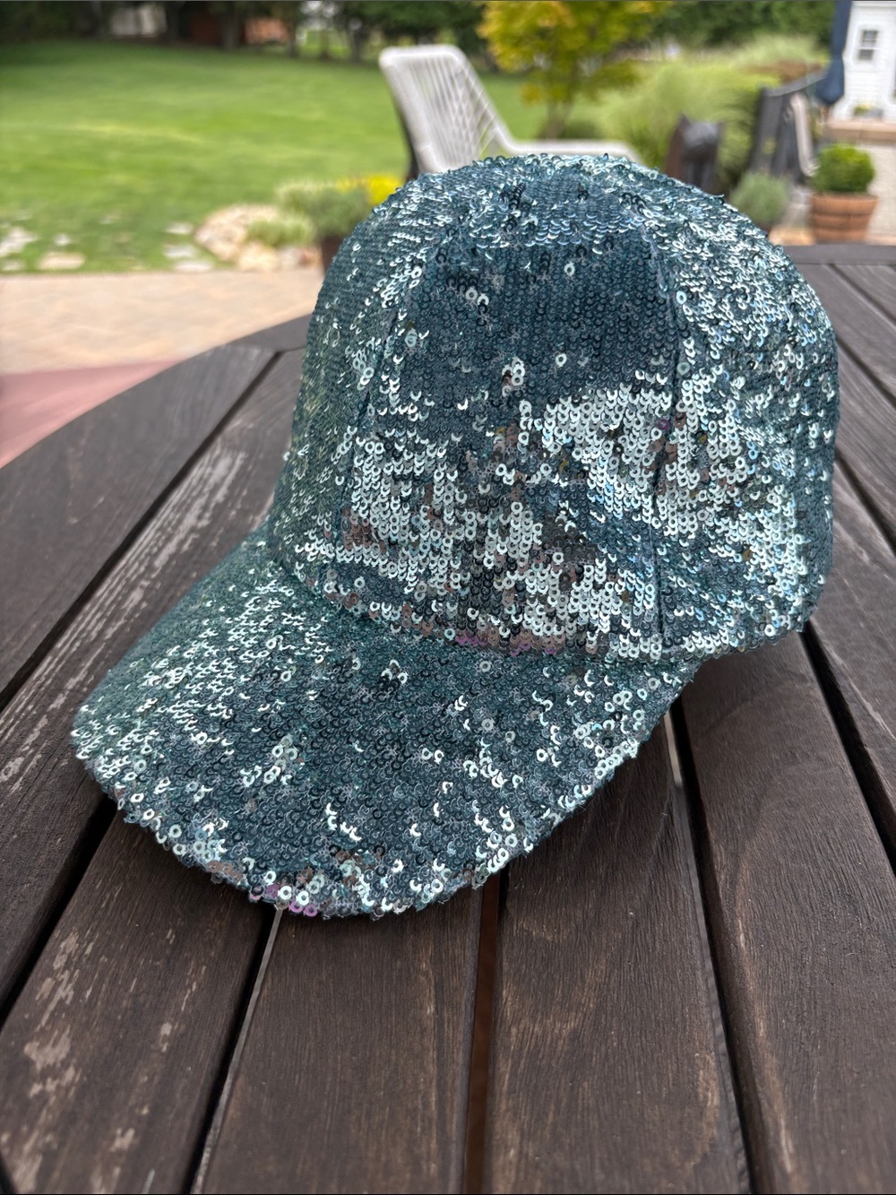 Eugenia Kim Light Blue Sequin Baseball Cap S/M